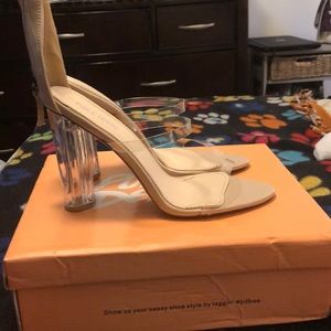 Clear double strap heels